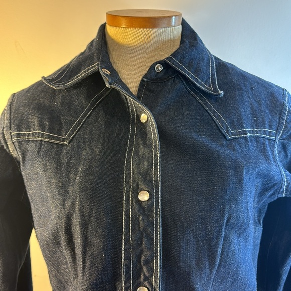 Dark Denim Pearl Snap Button Down Shajacket Size Small - Picture 8 of 10